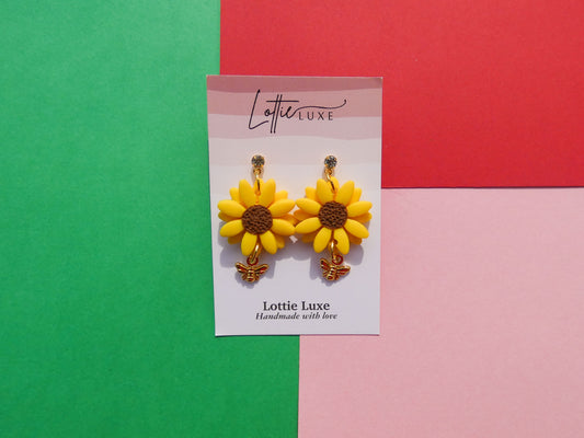 Sunflowers and Bees Earrings