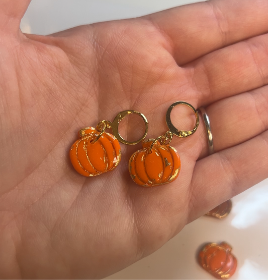 Gold leaf embedded pumpkin earrings