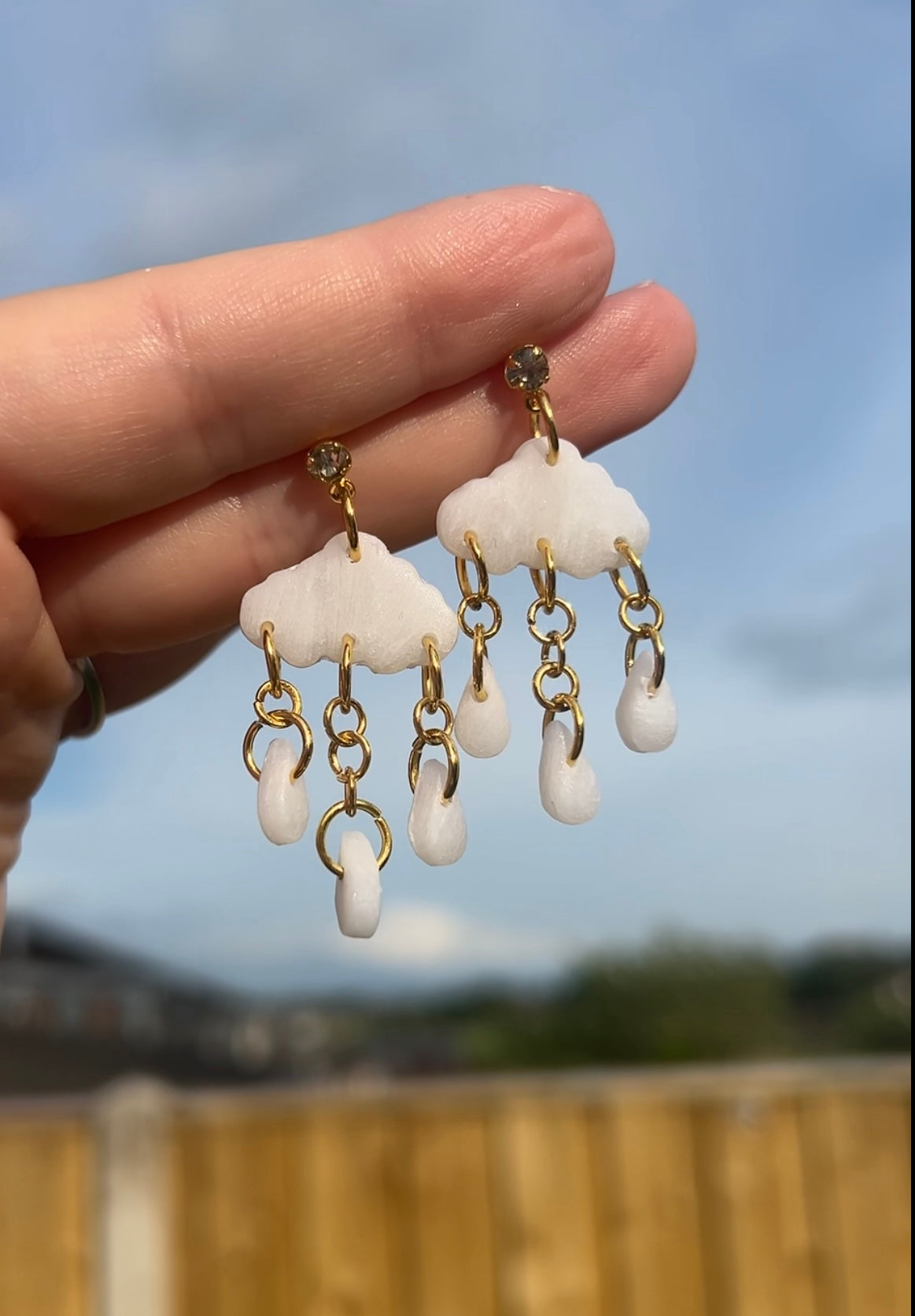 Marbled cloud and raindrop earrings